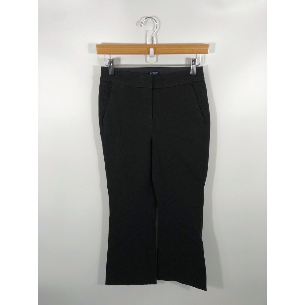 J Crew Kelsey Flare Pants Womens 00 Black Crop Stretch Comfort Office